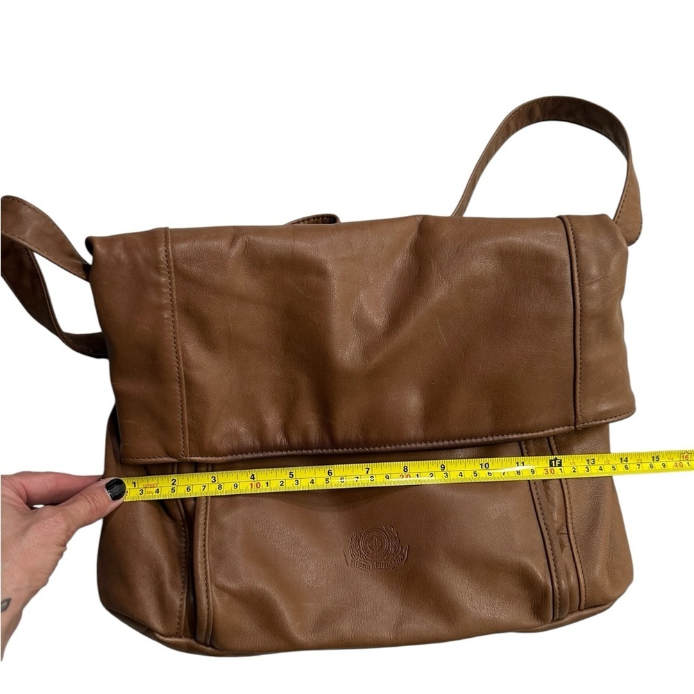 Stone Mountain Made in USA Leather Slouch Crossbody Cognac 14x12 Vintage Boho - Picture 4 of 9